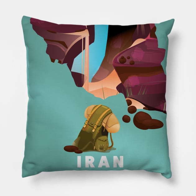 Iran Travel poster man Pillow by nickemporium1