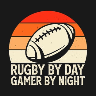 Rugby By Day Gamer By Night For Video Game Lovers - Funny Rugby Vintage T-Shirt