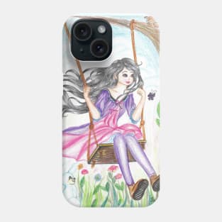 swing relaxing and fun color pencils illustration Phone Case