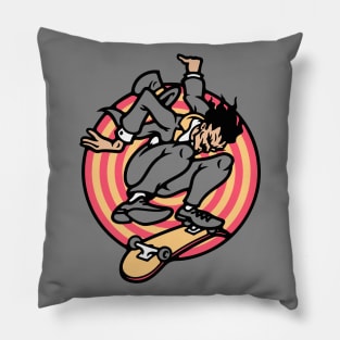 Retro Skateboarding Man in a Suit Pillow