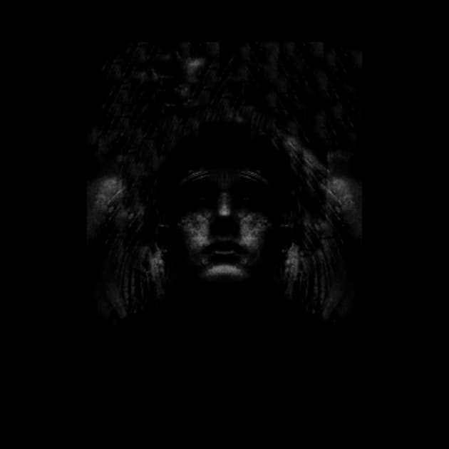 Portrait, digital collage, special processing. Dark, strong. Guy face looking up high. Fantasy. Grayscale. by 234TeeUser234