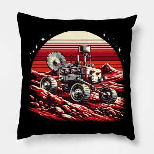Martian Odyssey: Retro Rover's Red Planet Expedition Pillow