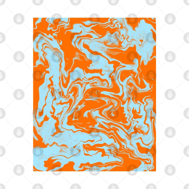 Bright Orange and Light Blue Aesthetic Marble Pattern by Teeworthy Designs