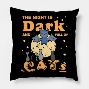 Halloween Cute bat, the moon and cats illustration with a quote. Pillow