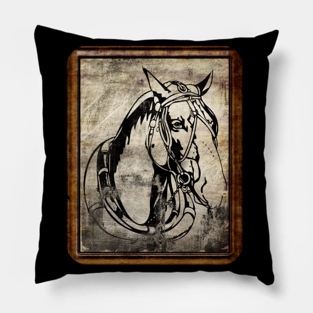 Horse Portrait Pillow by GR-ART