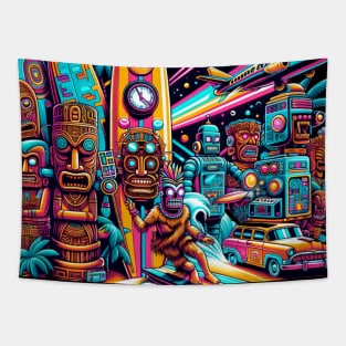 Time-Traveling Tiki Party Tapestry