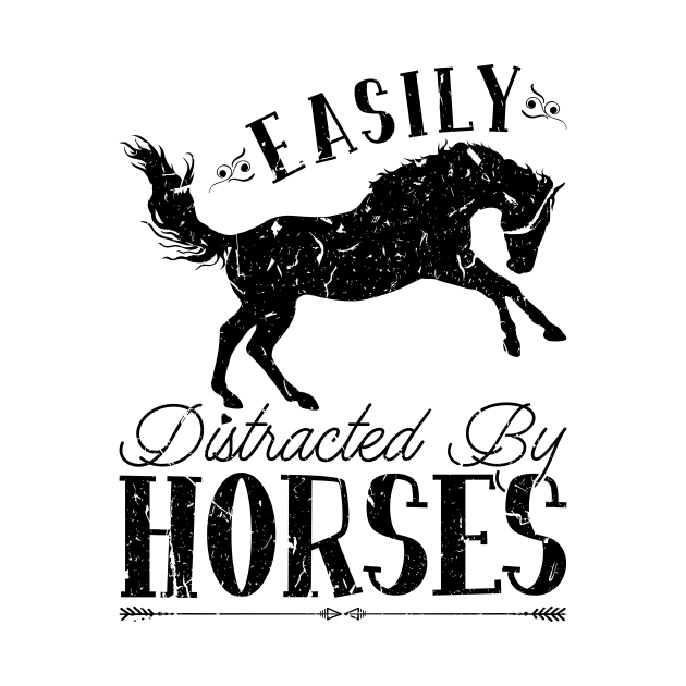 Easily Distracted By Horses Riding Horse Girl by Humbas Fun Shirts