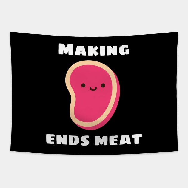 Making Ends Meat | Cute Meat Pun Tapestry by Allthingspunny