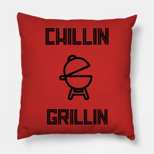 Chillin And Grillin Black BBQ Pillow