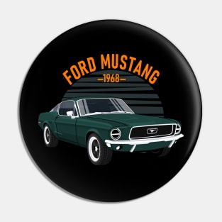 Classic Car  Mustang 1968 Dark Green Pin