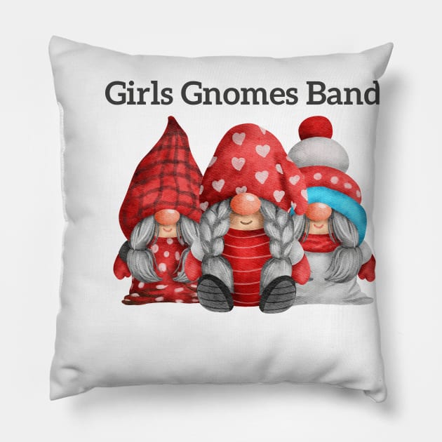 girl gnome christmas sticker Pillow by love shop store