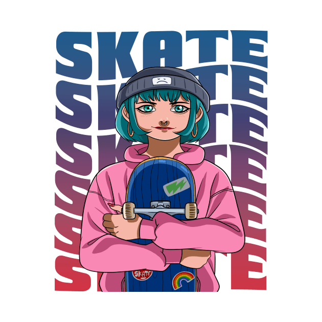 Girl Skater Skateboarder Skateboarding Skate Sk8er Girl by Noseking