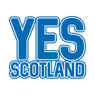 YES SCOTLAND, Scottish Independence Saltire Blue and White Layered Text Slogan T-Shirt