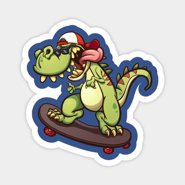 Skateboard Dinosaur Magnet by letnothingstopyou