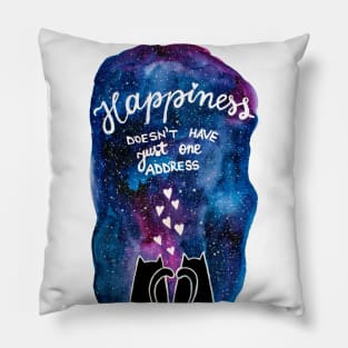 Happiness cats - purple and blue galaxy Pillow