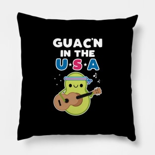 Cute Avocado Pun Guac'n In the USA Pillow