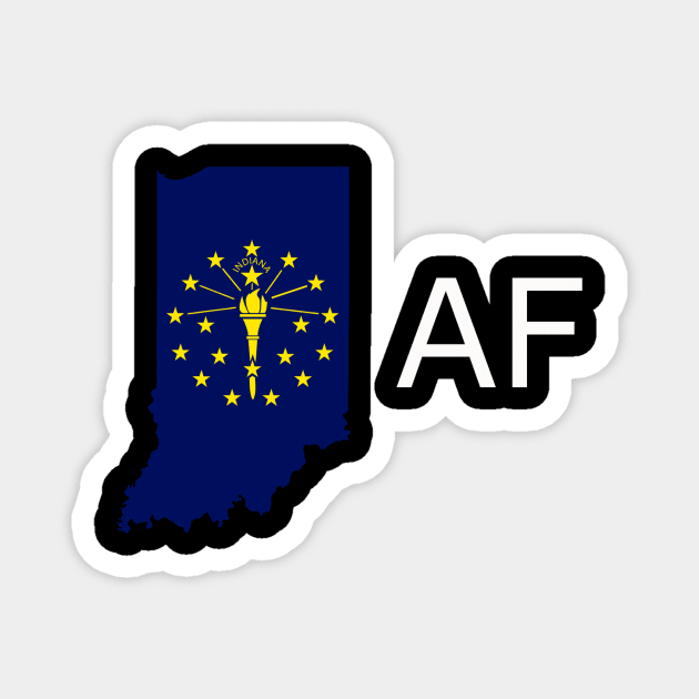 Indiana Flag State Outline AF (white) Magnet by Big Term Designs