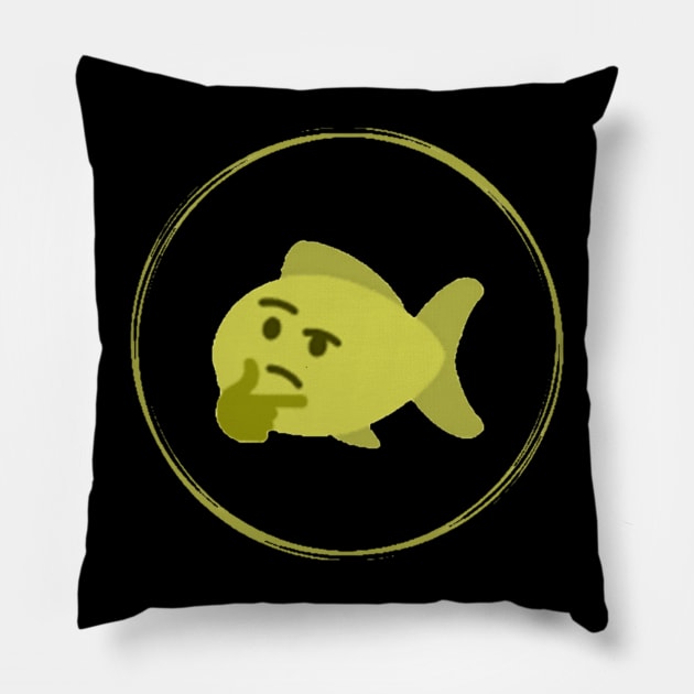 Thinking Fish Emoji Green Pillow by maywither