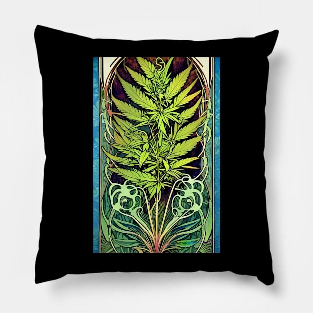 Vintage Cannabis Dreams 18 Pillow by Benito Del Ray