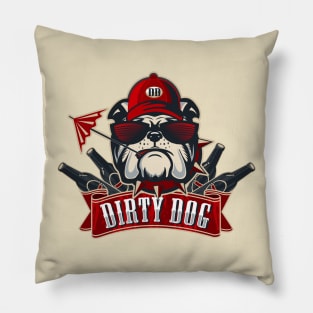 Dirty Dog Bulldog Drawing Illustration Pillow