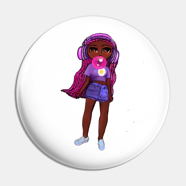 Beautiful Brown skin African American girl with Afro hair in 2 puffs blowing bubble gum. Black girls rock, black girl magic,melanin poppin queen anime girl drawn in manga style. Pin by Artonmytee