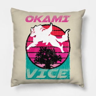 Okami Vice - Miami Vice and Okami Mashup Pillow