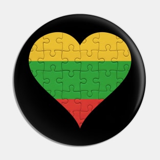 Lithuanian Jigsaw Puzzle Heart Design - Gift for Lithuanian With Lithuania Roots Pin