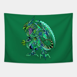 green jade mexican quetzalcoatl dragon armor mecha beast ecopop art Tapestry