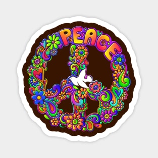 Hippie Flower Power Peace Sign Magnet