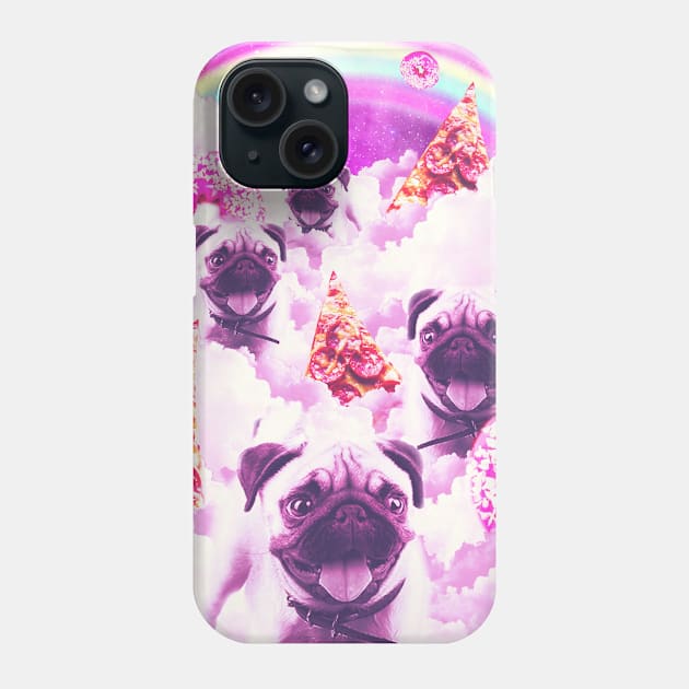 Pugs In The Clouds With Doughnut, Pizza, Rainbow Phone Case by Random Galaxy