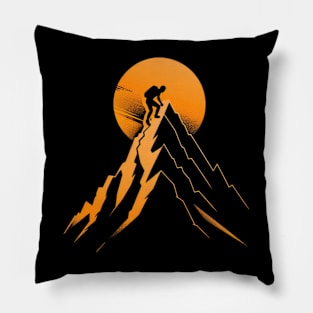 Sunny orange mountain top Pillow