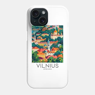 A Pop Art Travel Print of Vilnius - Lithuania Phone Case