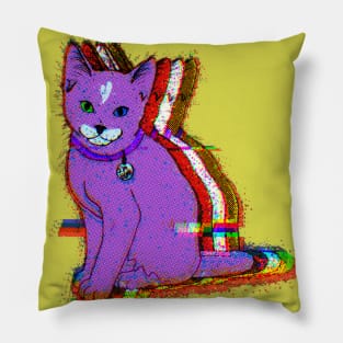 Glitched Digi Kitty Pillow