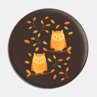 Cute Sleeping Owls in Autumn 🦉 Pin