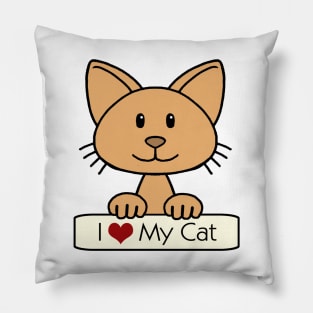 Orange Cat - I Love My Cat Pillow