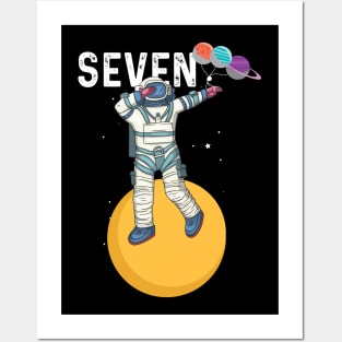 Kids Outer Space Astronaut 7th Birthday Boy 7 Year Old Seven