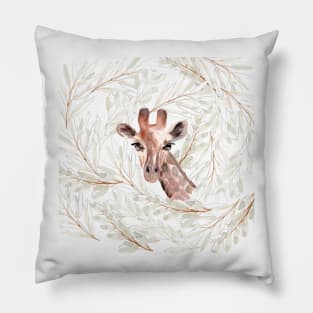 Watercolor Giraffe Pillow