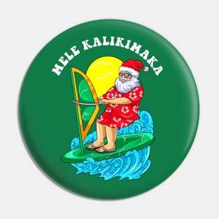 Mele Kalikimaka Santa Wind Surfing Christmas In July Pin