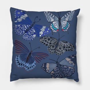 Blue Artistic Butterflies Pillow