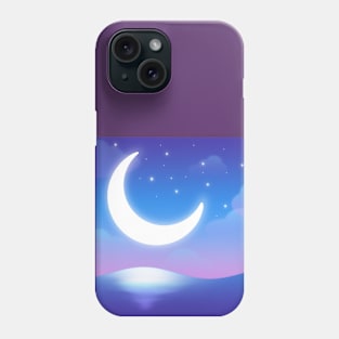 moon over ocean illustration Phone Case