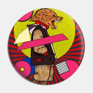 cool wolf man in pop art color Pin