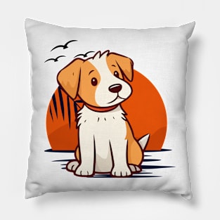 Cute Dog On Beach Pillow