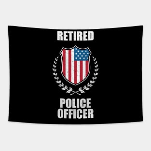 Retired Police Officer Proud Patriotic Officer American Flag Tapestry