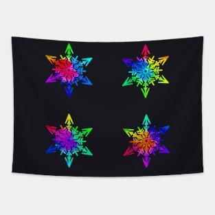 Neon Rainbow Snowflakes Tapestry