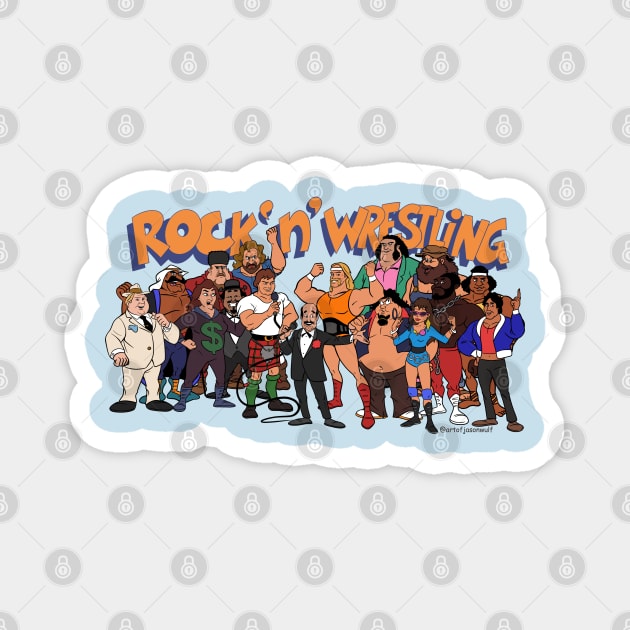 rock n wrestling Magnet by jasonwulf