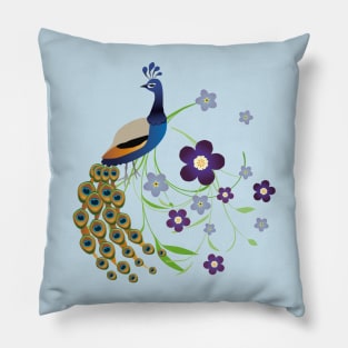 Peacock with flowers Pillow