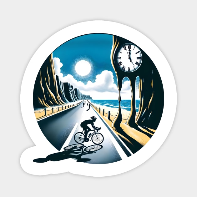 Bicycle Rider, Dali Style Magnet by Vinokurio