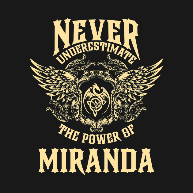 Miranda Name Shirt Miranda Power Never Underestimate by Jeepcom
