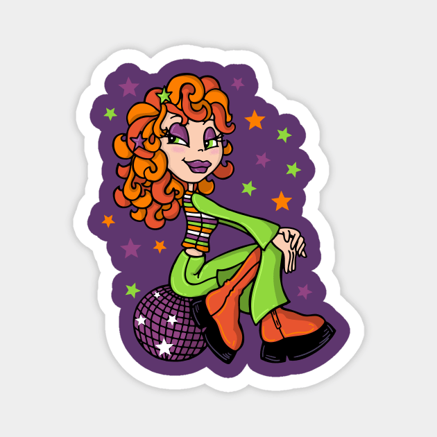 Red haired disco girl Magnet by JoanaJuheLaju1