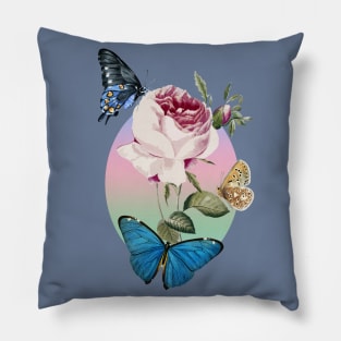 Beautiful Rose With Butterflies Pillow